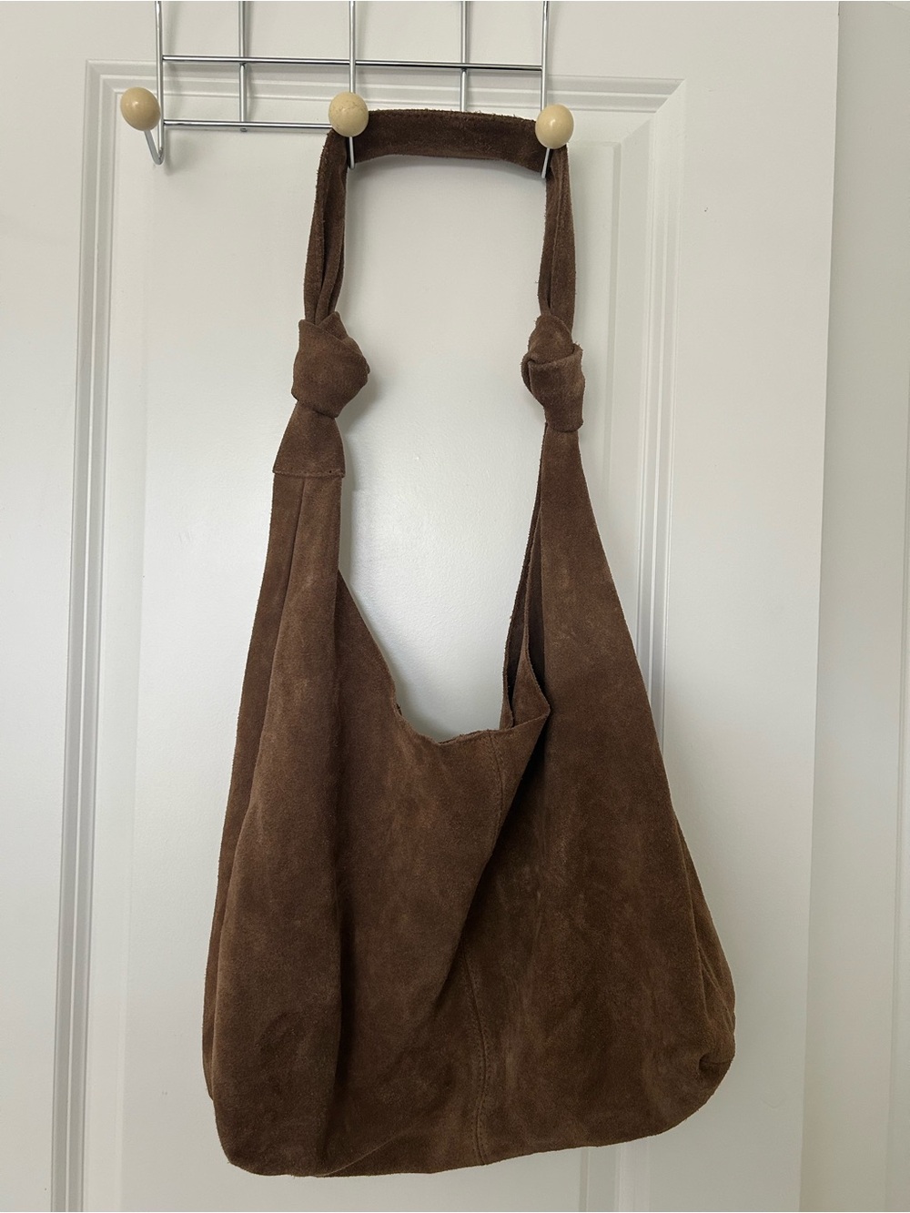 Brandy Melville Brown Suede Knot-Handle Hobo Bag - Picture 1 of 2